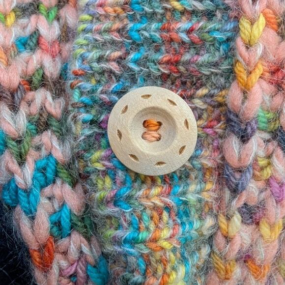 ULLA JOHNSON Fiora Puff Sleeve Cardigan Tropical Marl Knit Sweater XS/S Preowned - Picture 10 of 13